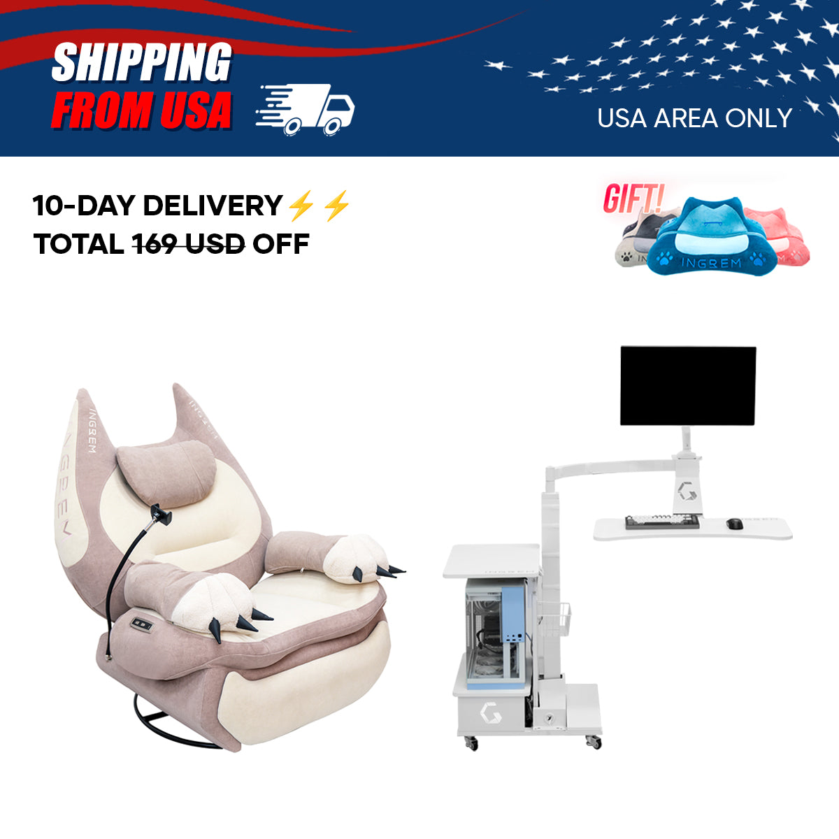 【For US Customers Only 10-Day Delivery⚡️⚡️】Power smart Sofa Recliner+Floating table