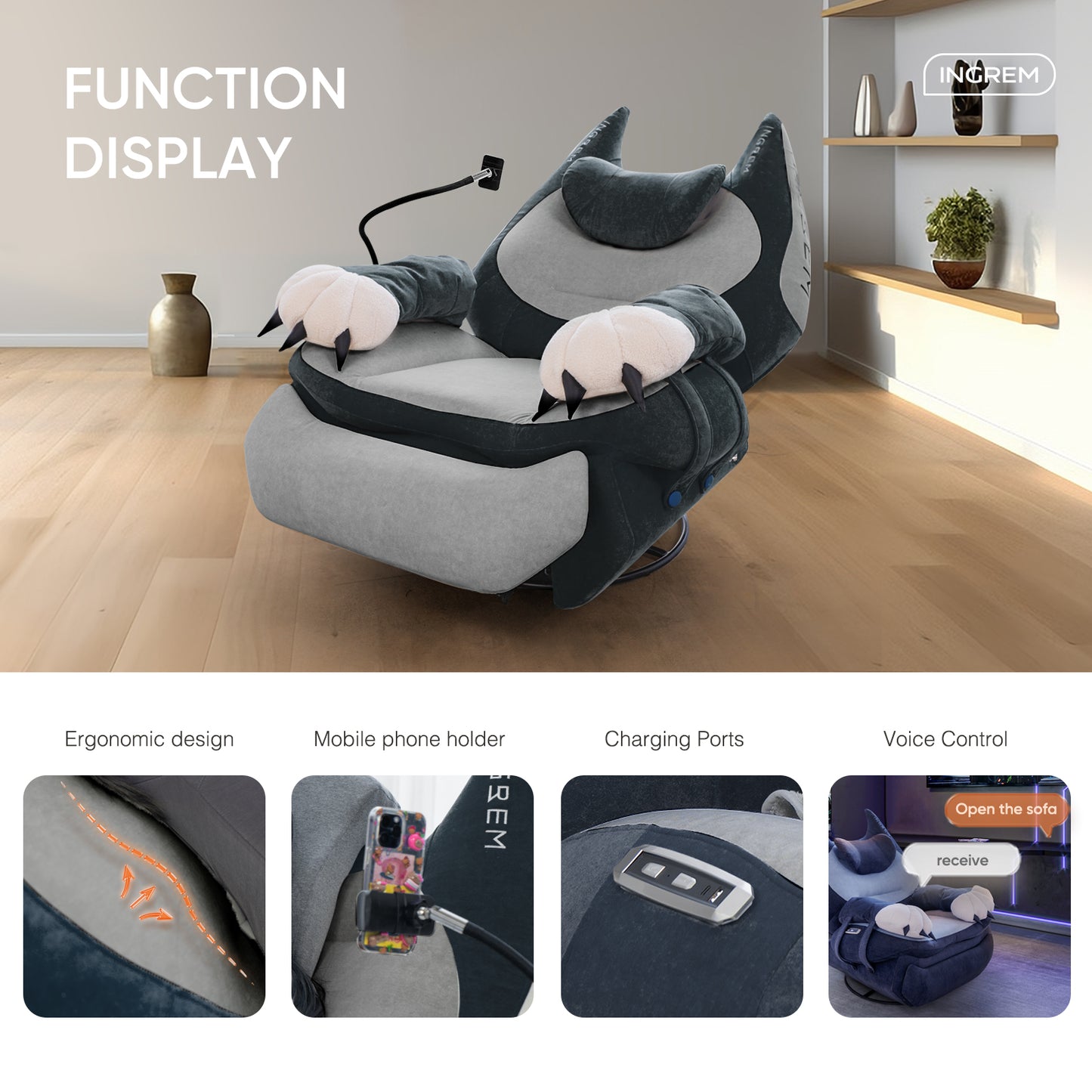 Recliner + floating table package (extra monitor arm is included)