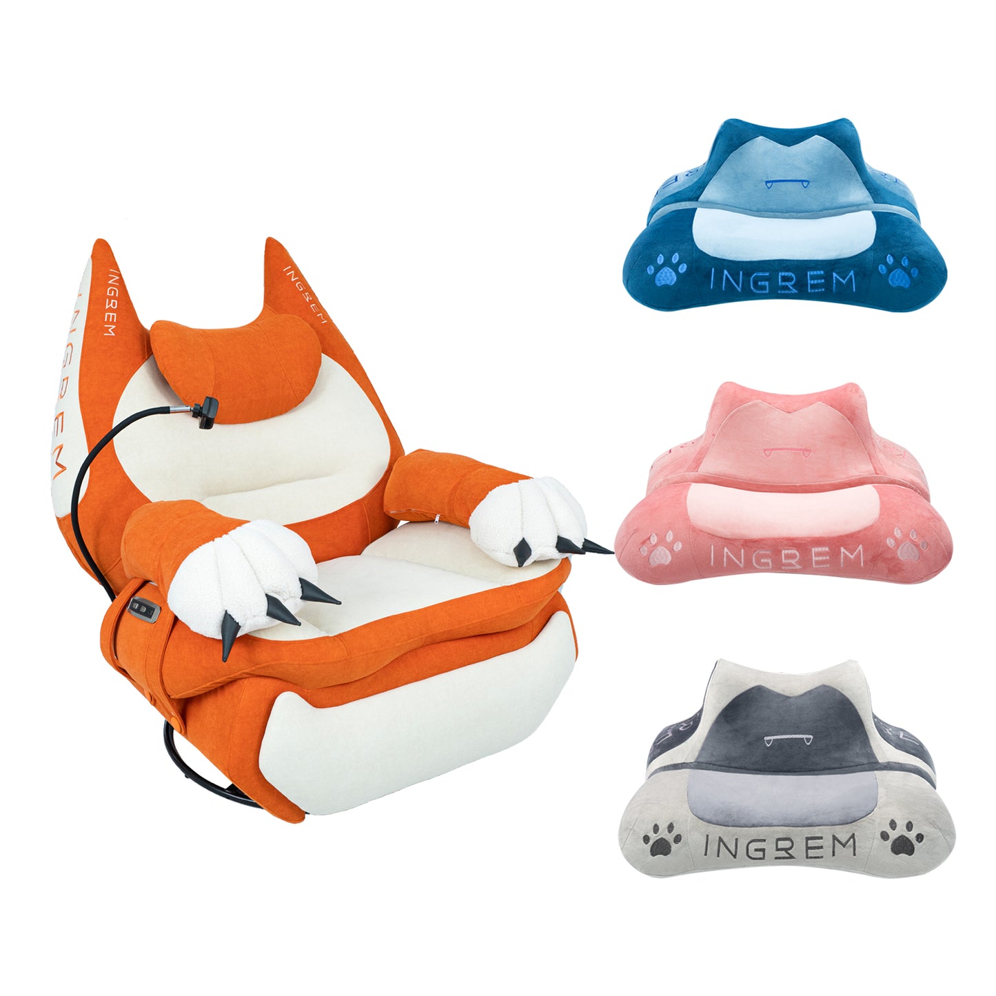 Power smart Sofa Recliner+ Fat cat pillow(with three color pillowcase)
