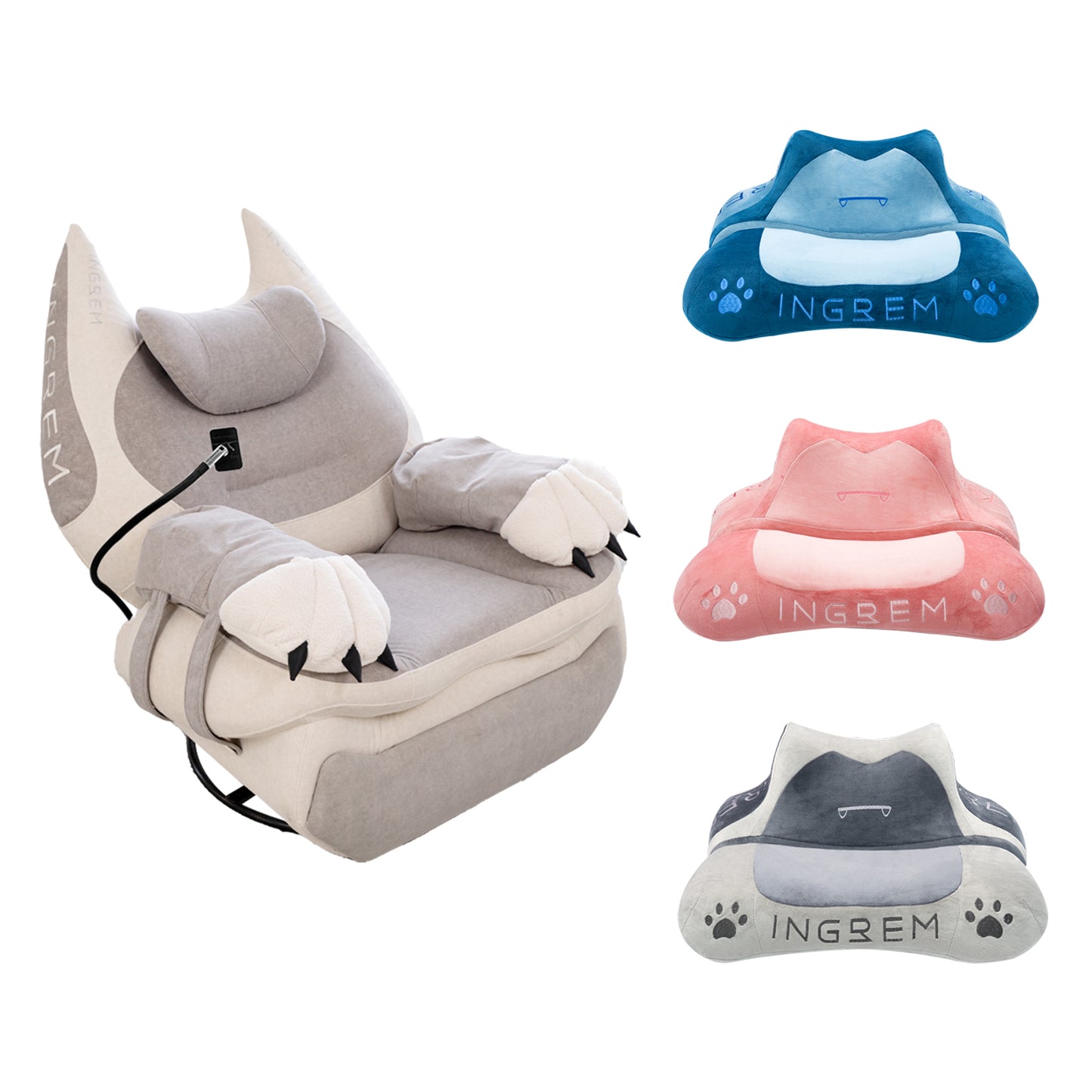 Power smart Sofa Recliner+ Fat cat pillow(with three color pillowcase)