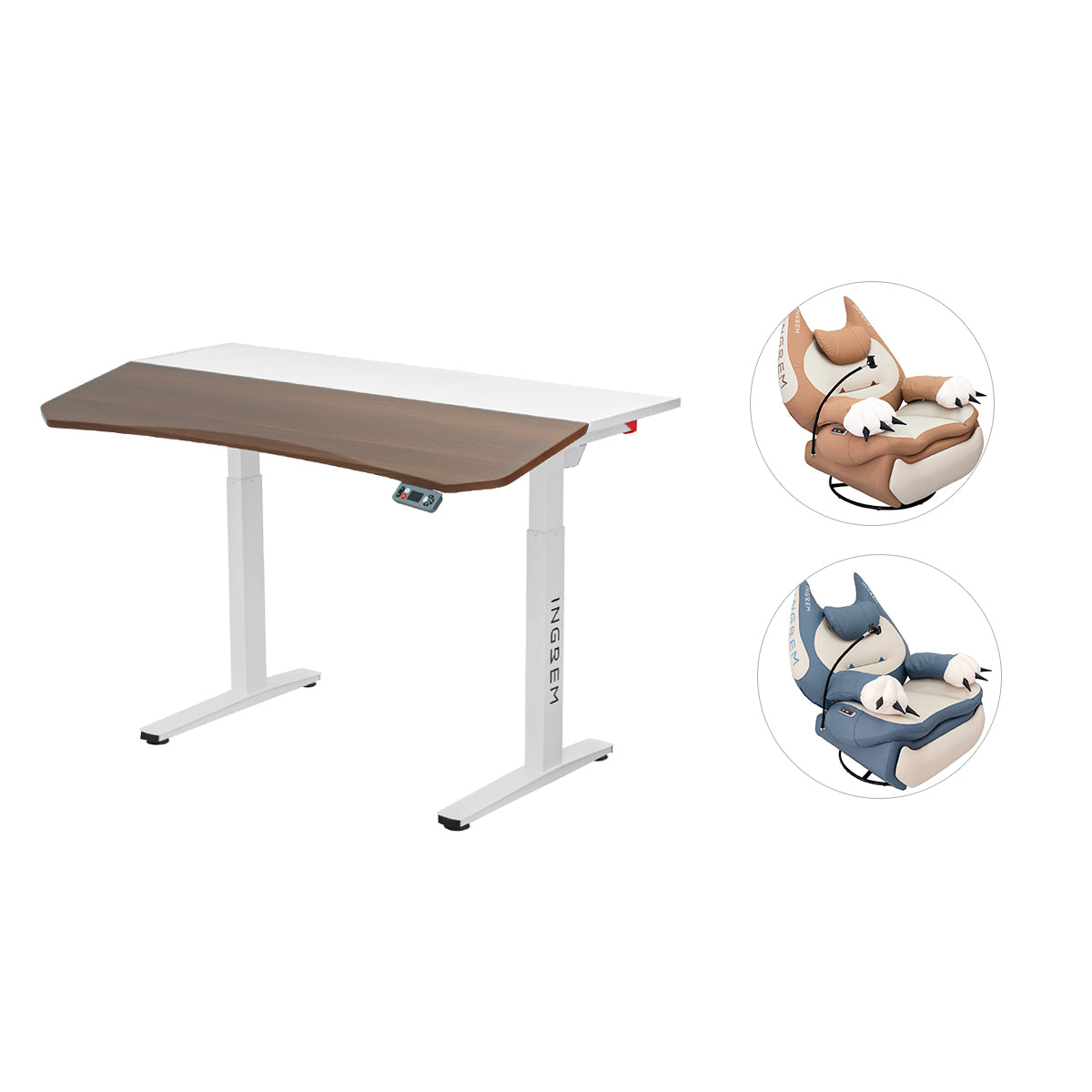 Recliner + tilt-adjustable desk