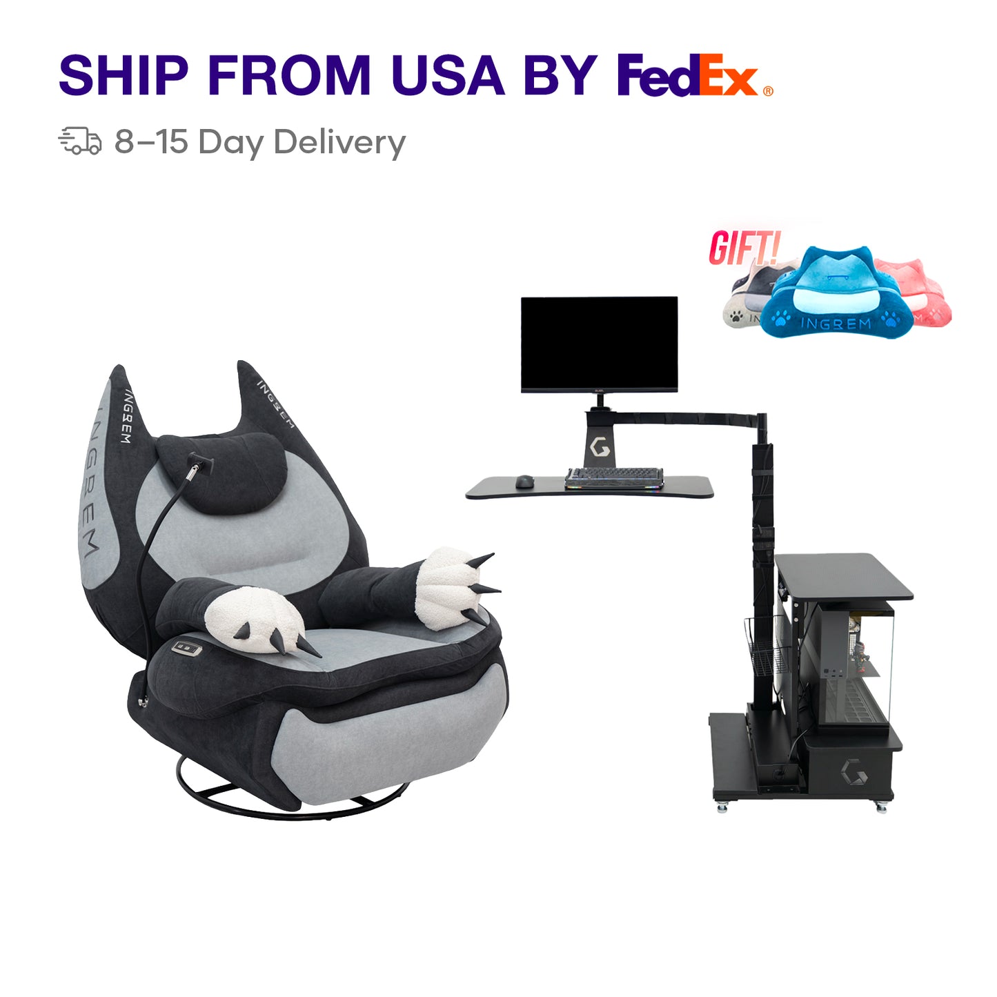 Fat Cat Sofa + Floating table【For US Customers Only 】