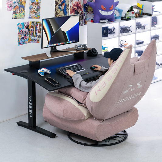 Recliner + tilt-adjustable desk