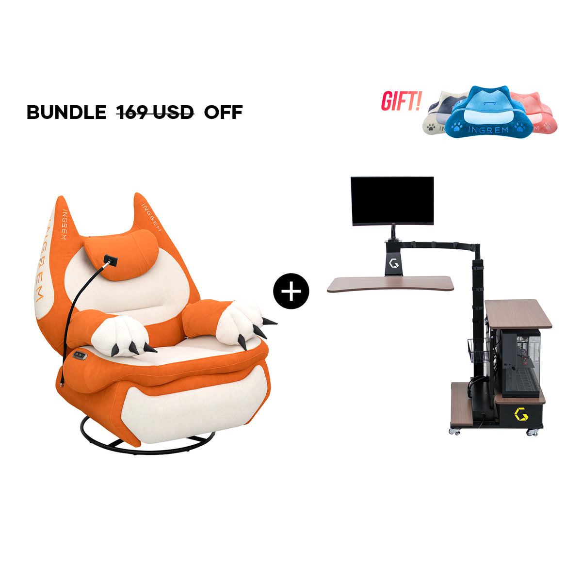 Fat Cat Recliner + Floating Desk Bundle