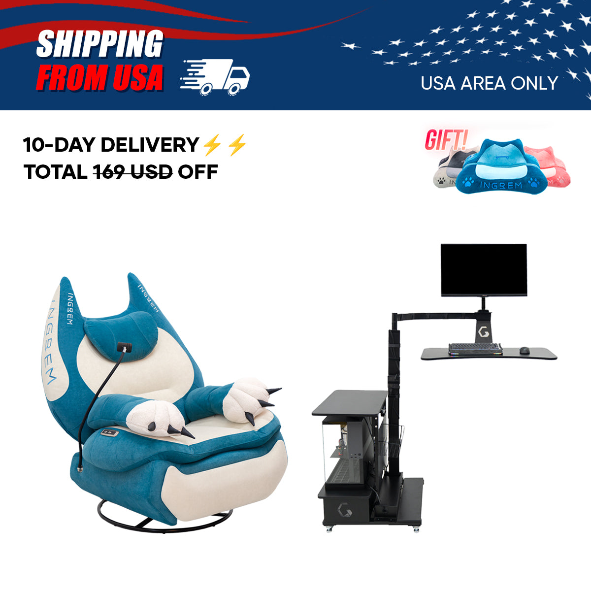 【For US Customers Only 10-Day Delivery⚡️⚡️】Power smart Sofa Recliner+Floating table