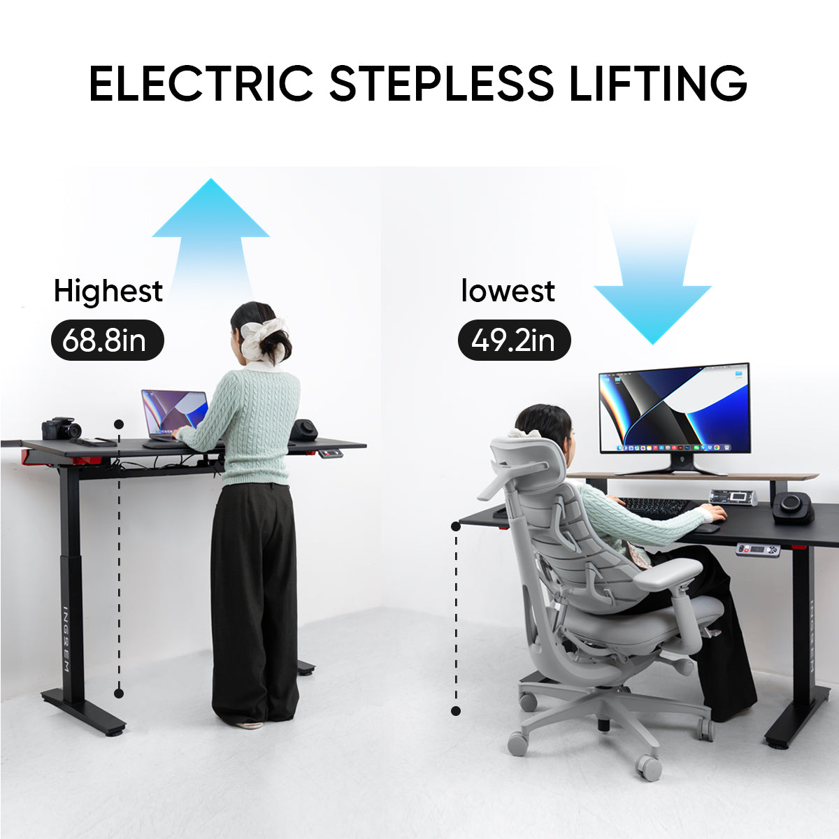 Recliner + tilt-adjustable desk