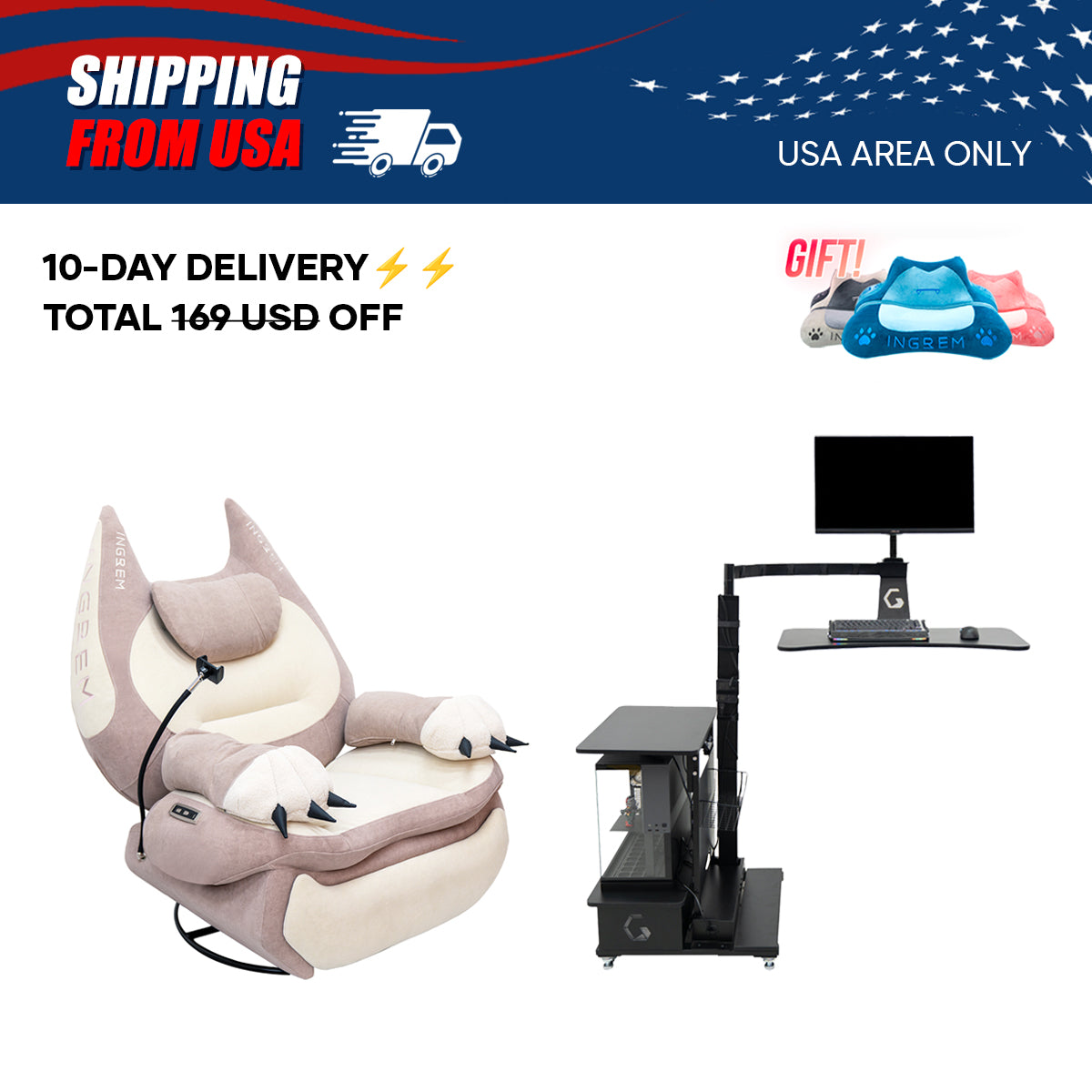 【For US Customers Only 10-Day Delivery⚡️⚡️】Power smart Sofa Recliner+Floating table