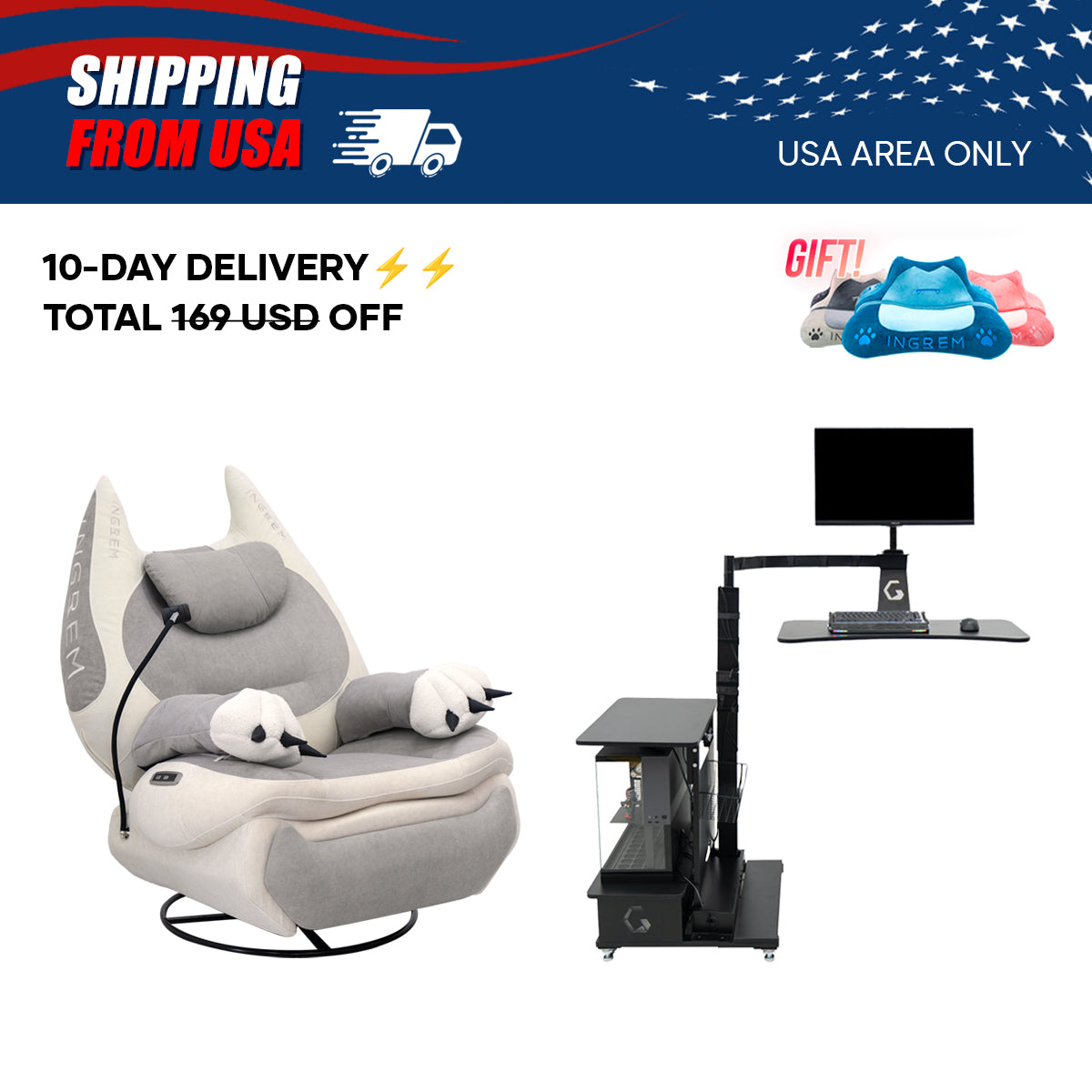 【For US Customers Only 10-Day Delivery⚡️⚡️】Power smart Sofa Recliner+Floating table