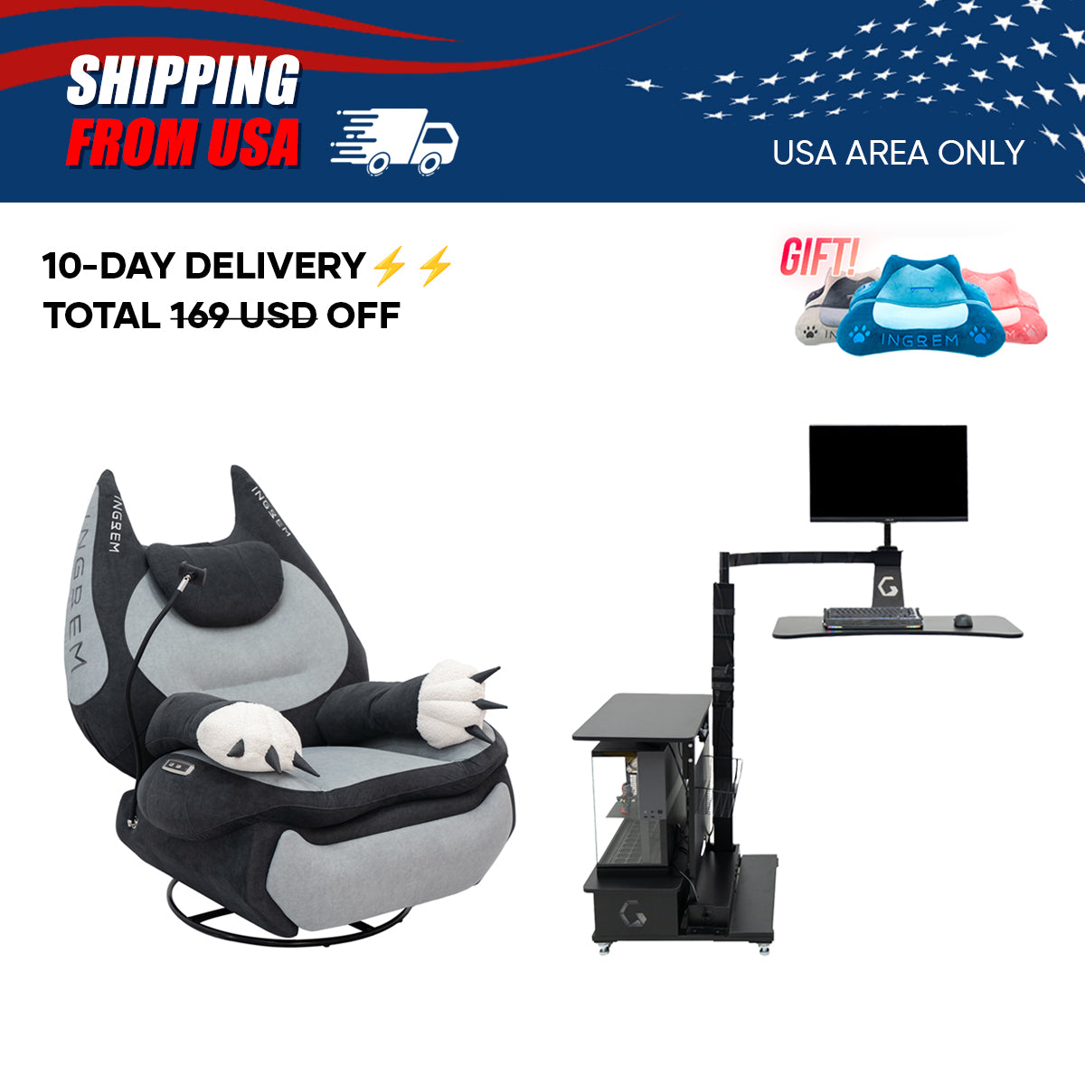 【For US Customers Only 10-Day Delivery⚡️⚡️】Power smart Sofa Recliner+Floating table