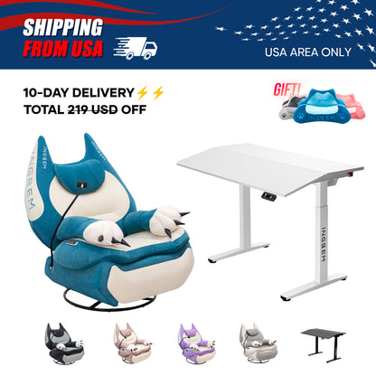 【For US Customers Only 10-Day Delivery⚡️⚡️】Power smart Sofa Recliner+Tilt-adjustable desk