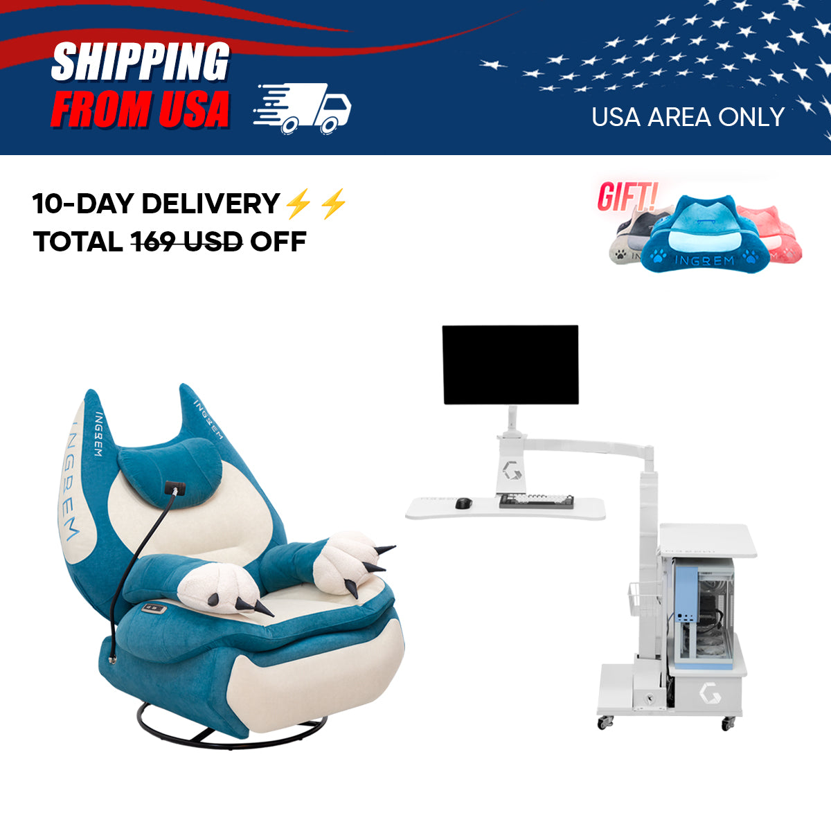 【For US Customers Only 10-Day Delivery⚡️⚡️】Power smart Sofa Recliner+Floating table