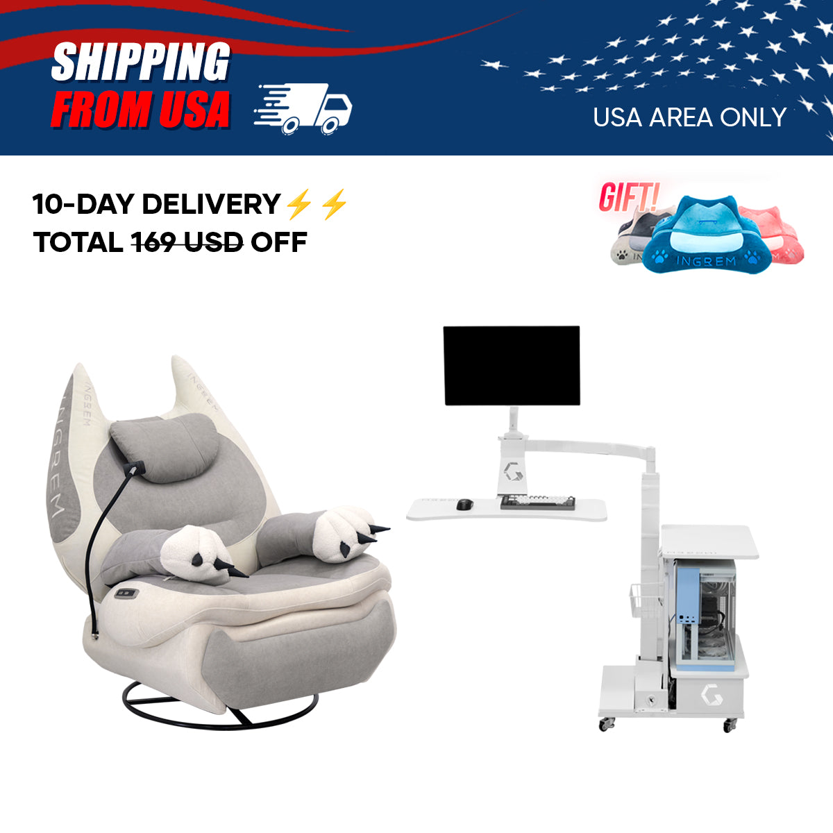 【For US Customers Only 10-Day Delivery⚡️⚡️】Power smart Sofa Recliner+Floating table