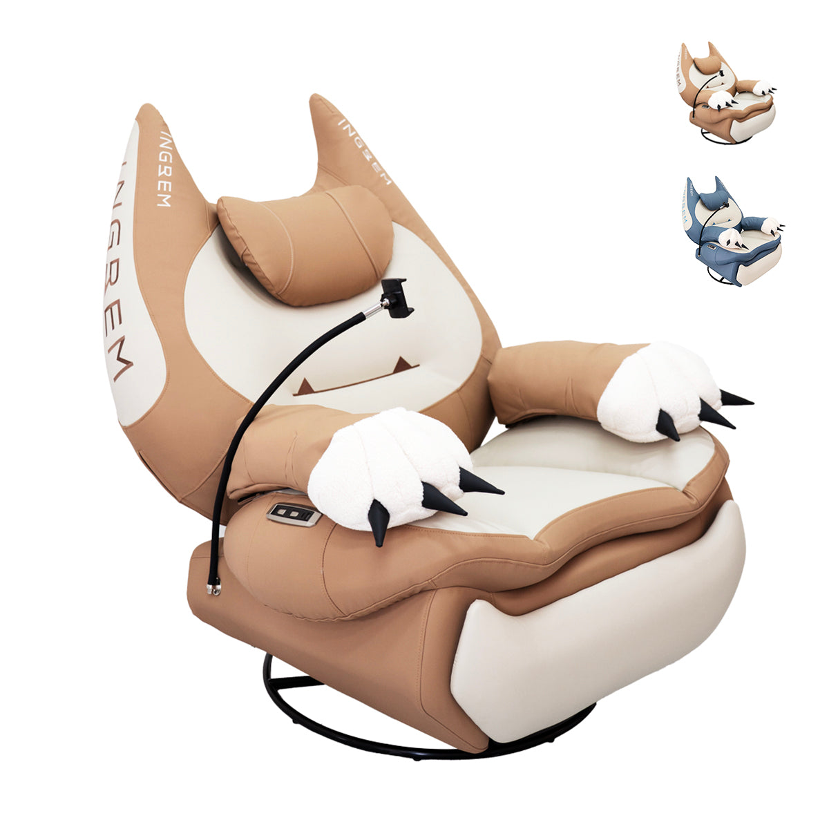 INGREM Super Leather Fat Cat Power Recliner