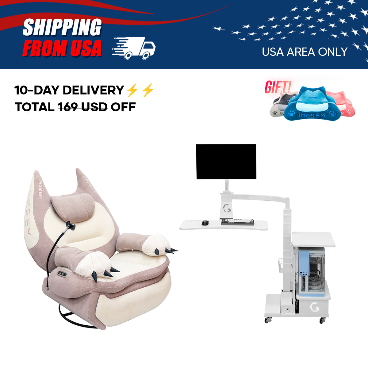 【For US Customers Only 10-Day Delivery⚡️⚡️】Power smart Sofa Recliner+Floating table