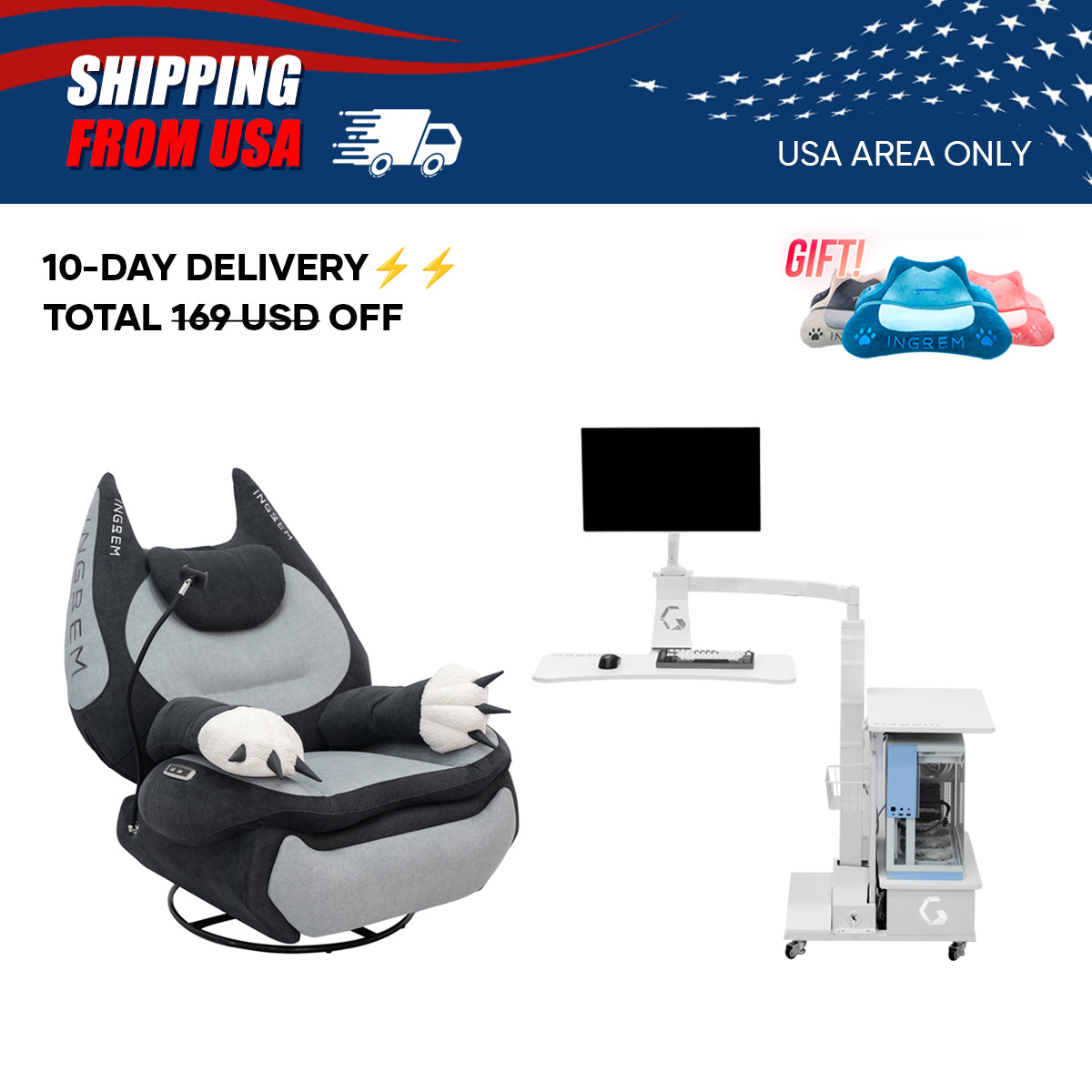 【For US Customers Only 10-Day Delivery⚡️⚡️】Power smart Sofa Recliner+Floating table