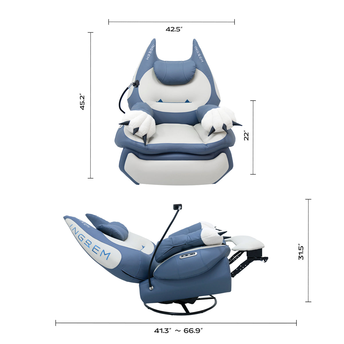 Fat Cat Leather Power Recliner dimensions