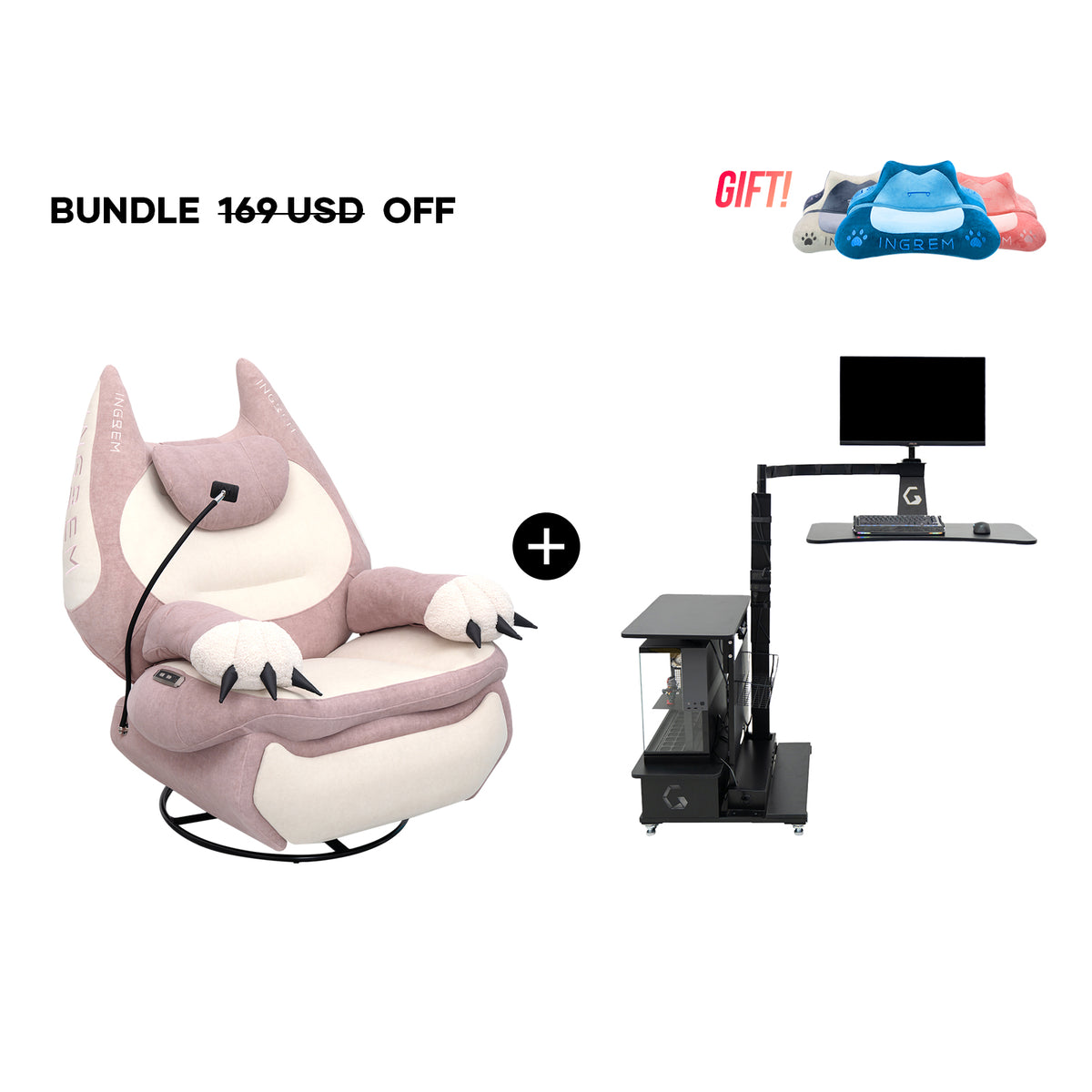 Fat Cat Recliner + Floating Desk Bundle