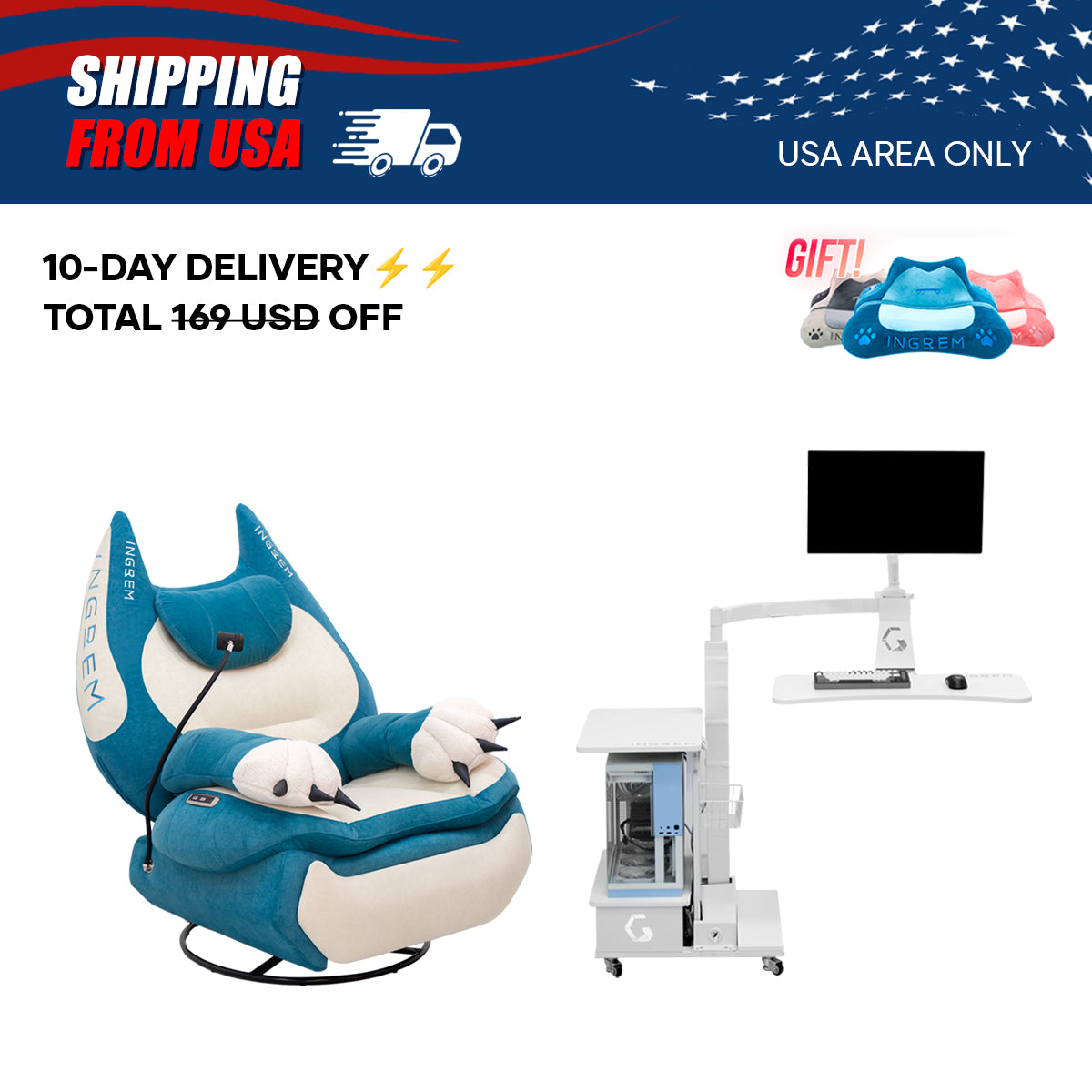 【For US Customers Only 10-Day Delivery⚡️⚡️】Power smart Sofa Recliner+Floating table