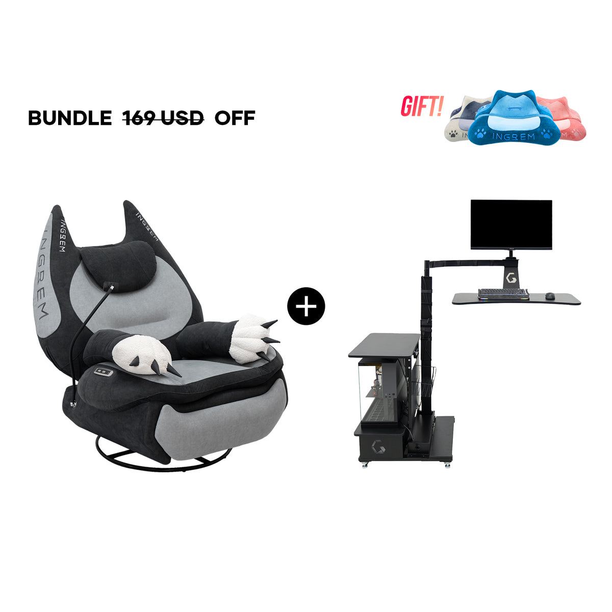 Fat Cat Recliner + Floating Desk Bundle