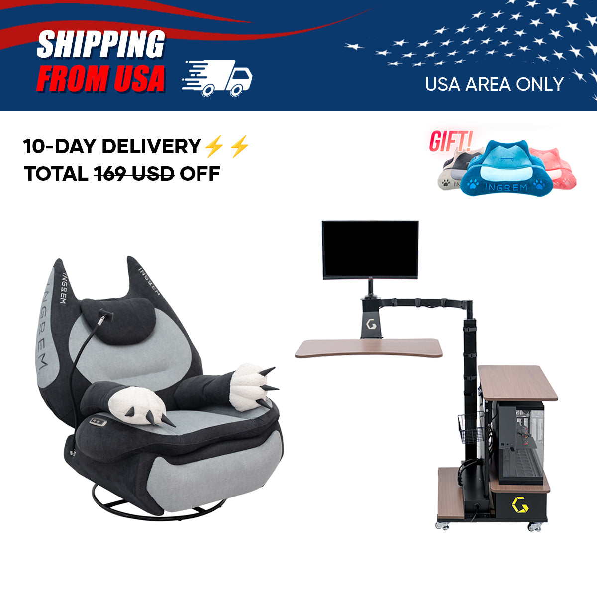【For US Customers Only 10-Day Delivery⚡️⚡️】Power smart Sofa Recliner+Floating table