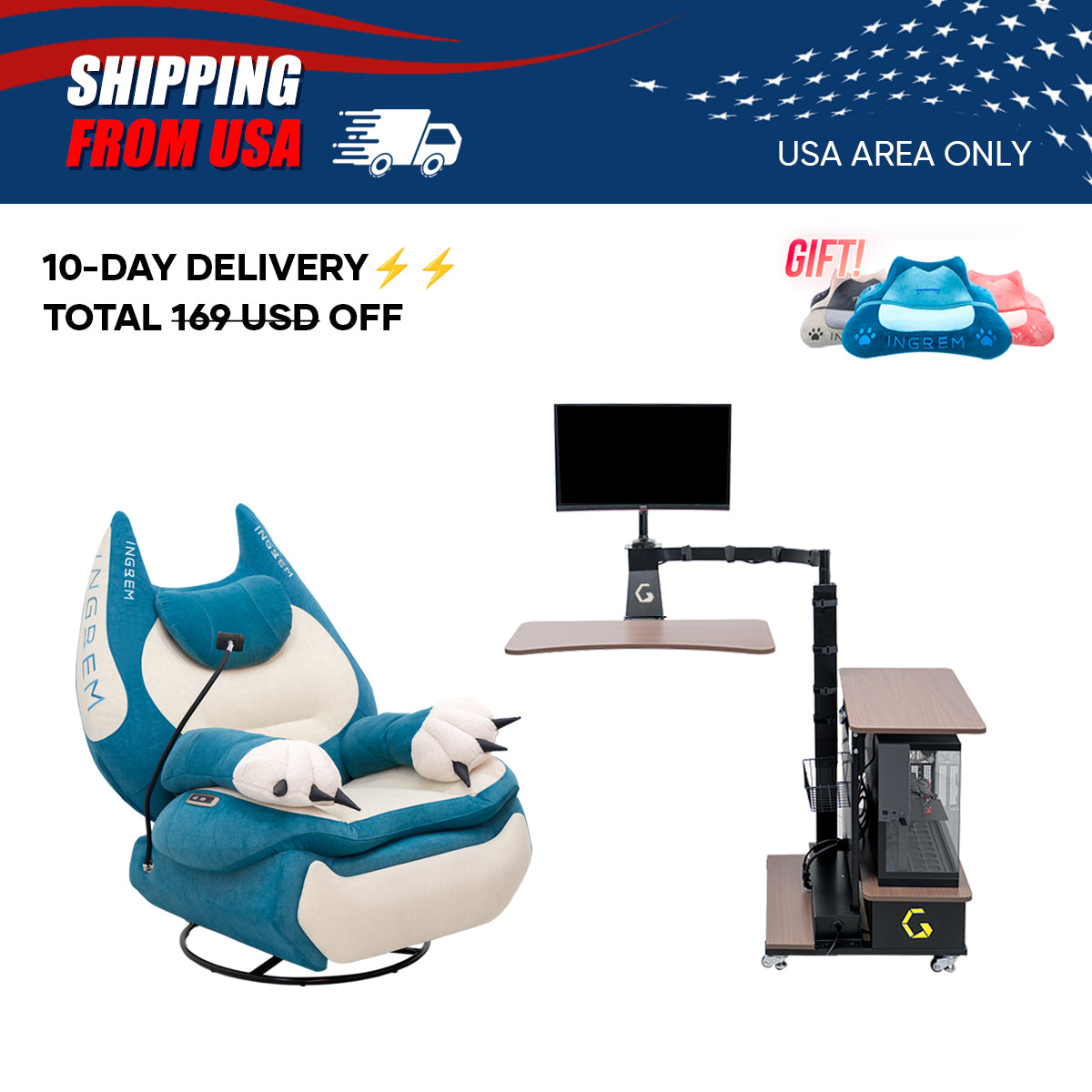 【For US Customers Only 10-Day Delivery⚡️⚡️】Power smart Sofa Recliner+Floating table