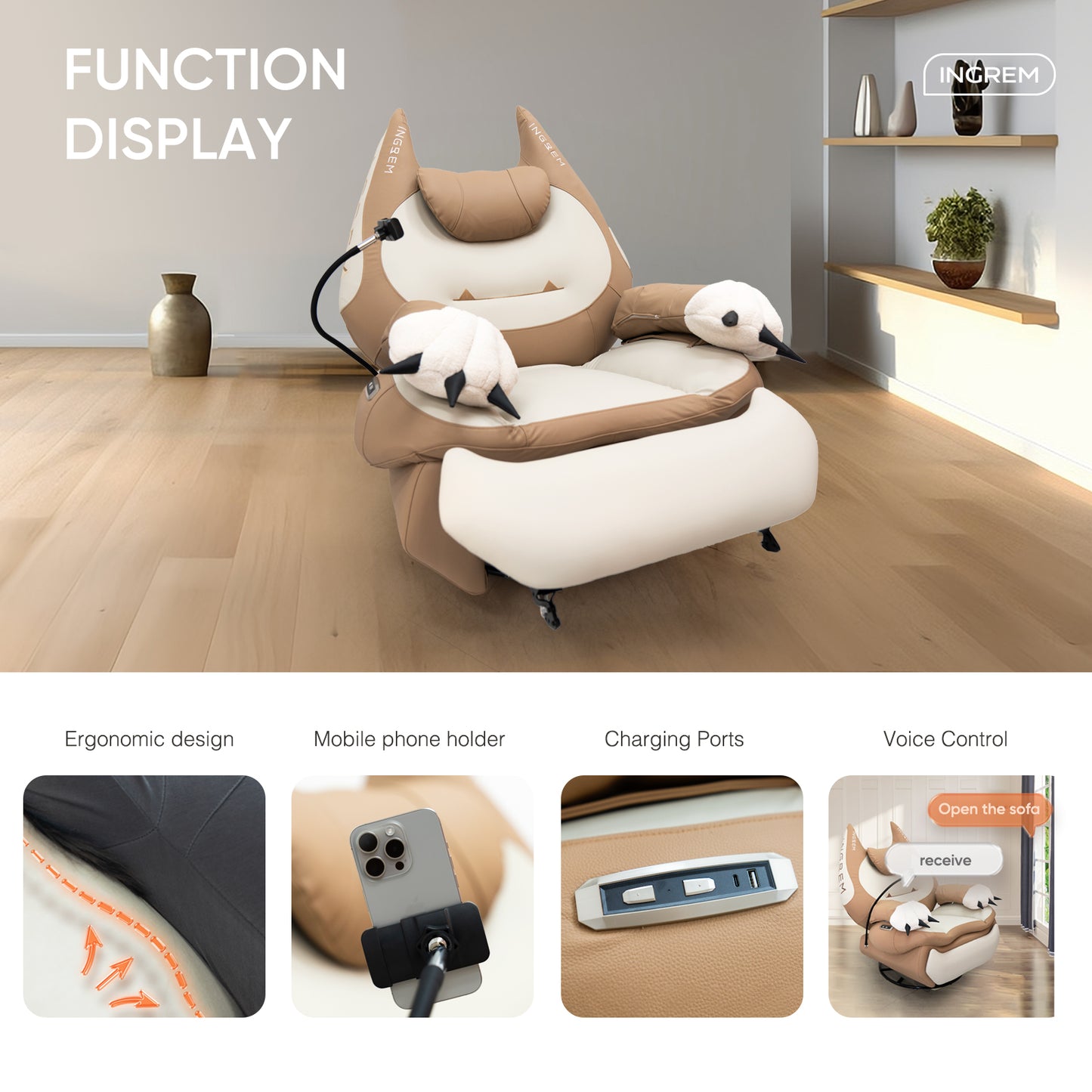 【Shipping from US warehouse】super leather fat cat recliner