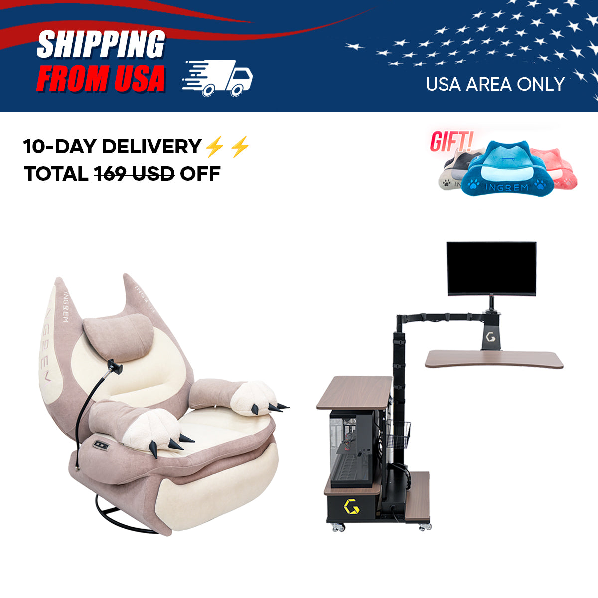 【For US Customers Only 10-Day Delivery⚡️⚡️】Power smart Sofa Recliner+Floating table