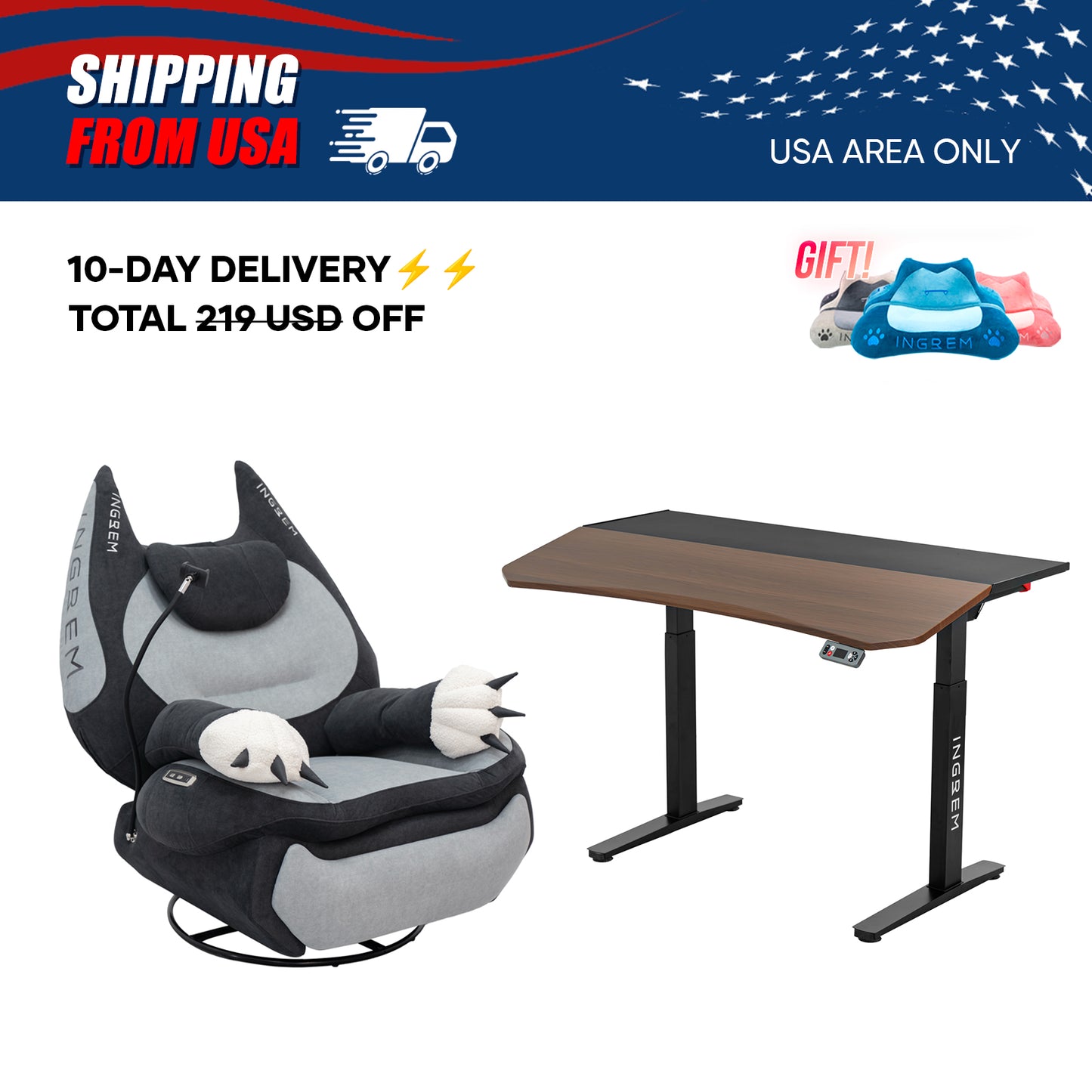 【For US Customers Only 10-Day Delivery⚡️⚡️】Power smart Sofa Recliner+Tilt-adjustable desk