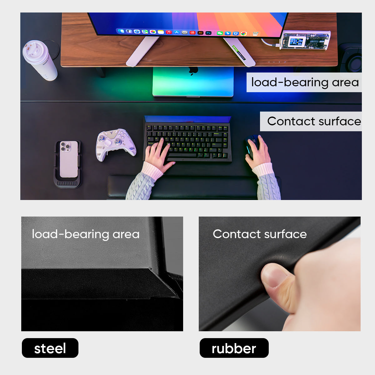 Recliner + tilt-adjustable desk