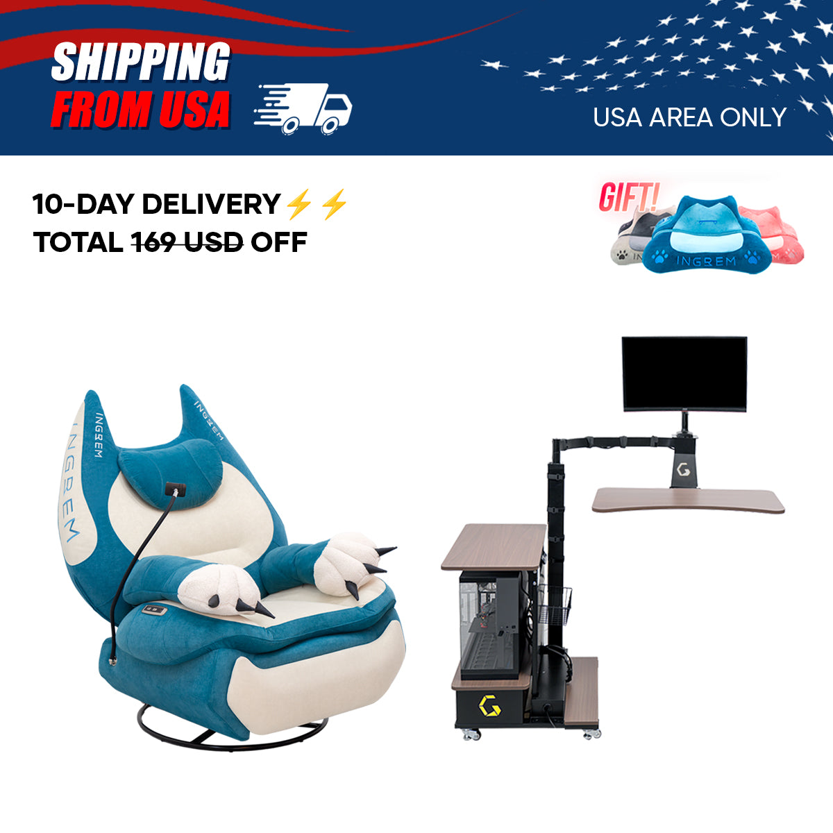 【For US Customers Only 10-Day Delivery⚡️⚡️】Power smart Sofa Recliner+Floating table