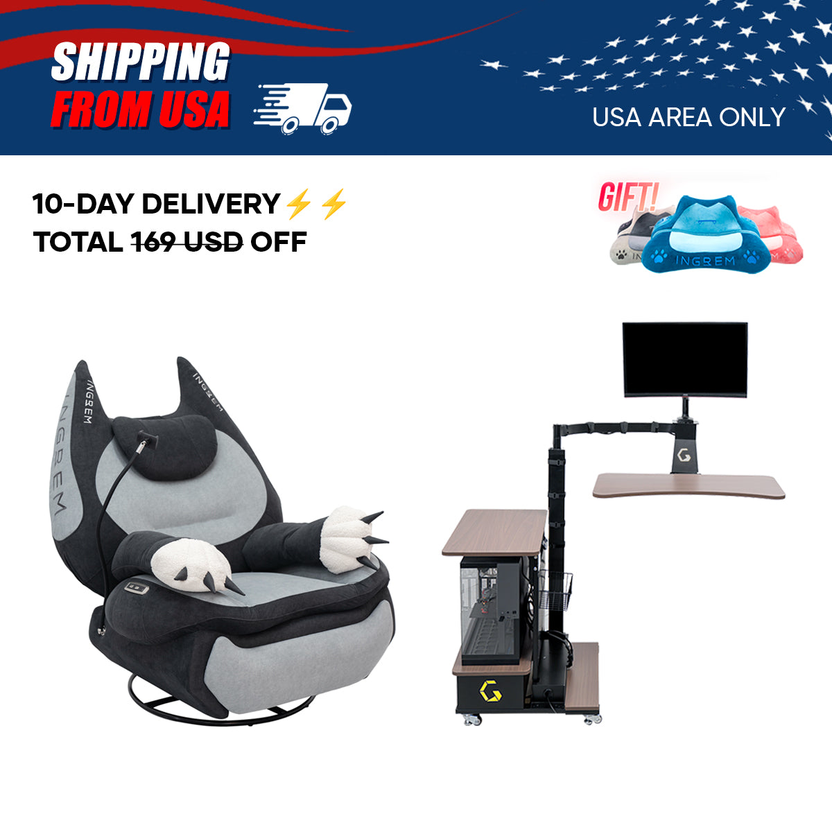 【For US Customers Only 10-Day Delivery⚡️⚡️】Power smart Sofa Recliner+Floating table