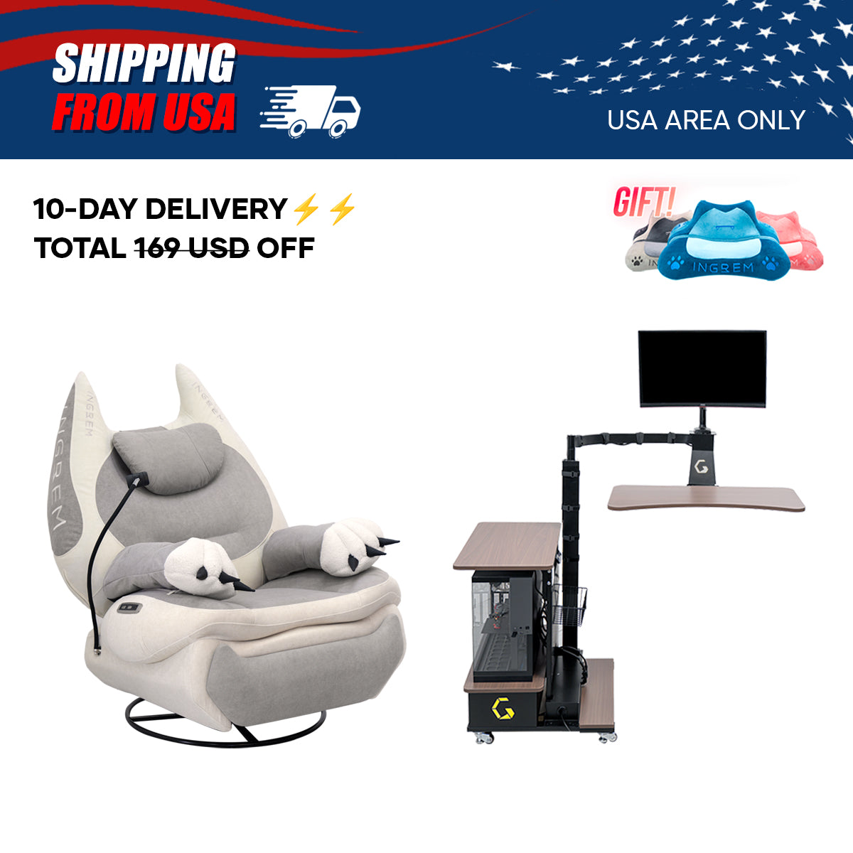 【For US Customers Only 10-Day Delivery⚡️⚡️】Power smart Sofa Recliner+Floating table