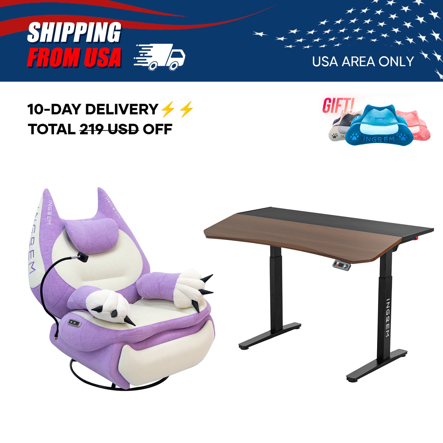 【For US Customers Only 10-Day Delivery⚡️⚡️】Power smart Sofa Recliner+Tilt-adjustable desk