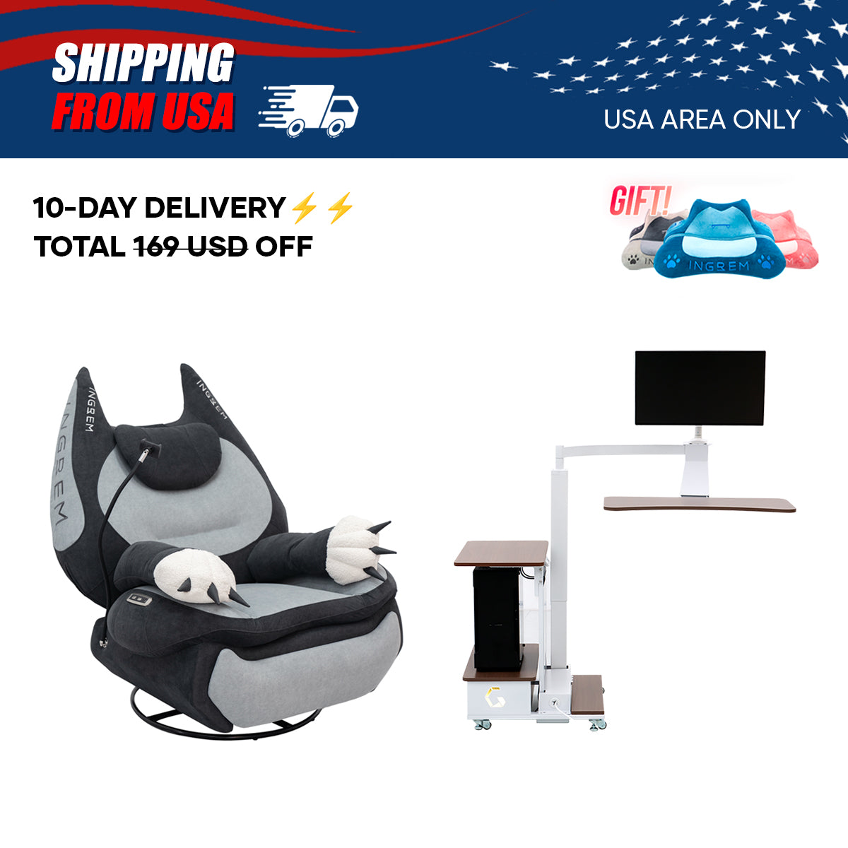 【For US Customers Only 10-Day Delivery⚡️⚡️】Power smart Sofa Recliner+Floating table