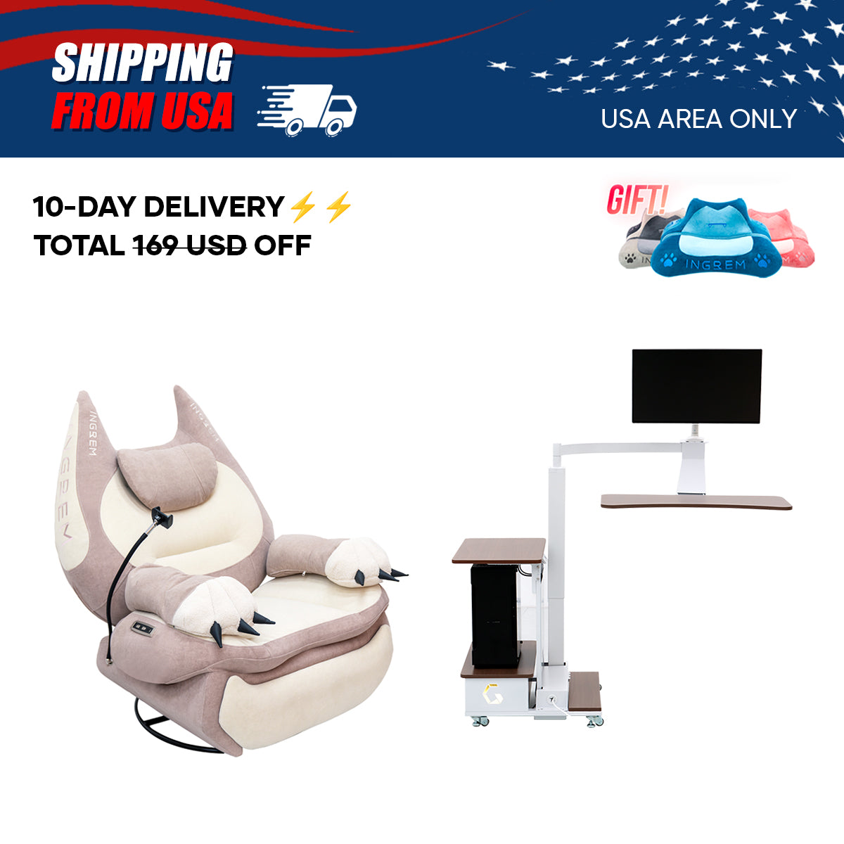 【For US Customers Only 10-Day Delivery⚡️⚡️】Power smart Sofa Recliner+Floating table