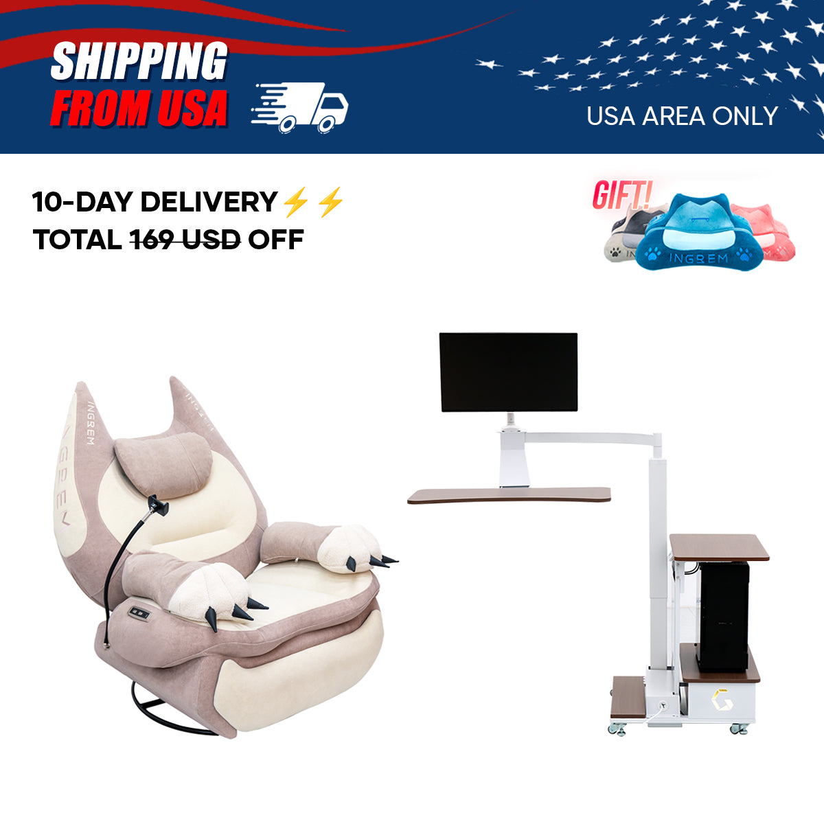【For US Customers Only 10-Day Delivery⚡️⚡️】Power smart Sofa Recliner+Floating table