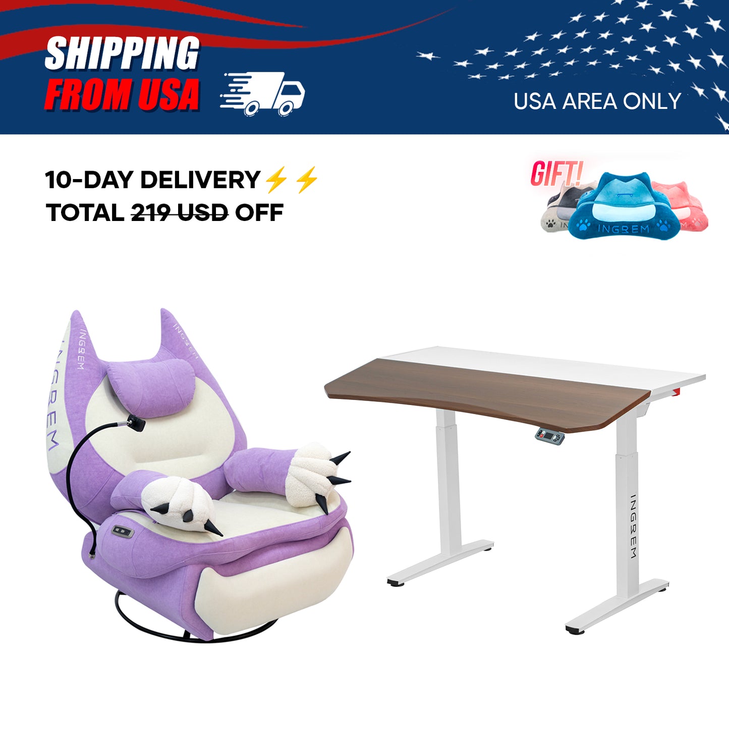 【For US Customers Only 10-Day Delivery⚡️⚡️】Power smart Sofa Recliner+Tilt-adjustable desk