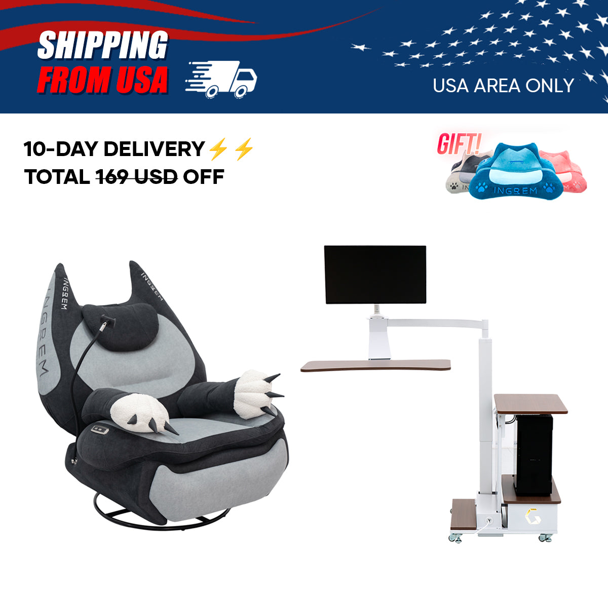 【For US Customers Only 10-Day Delivery⚡️⚡️】Power smart Sofa Recliner+Floating table