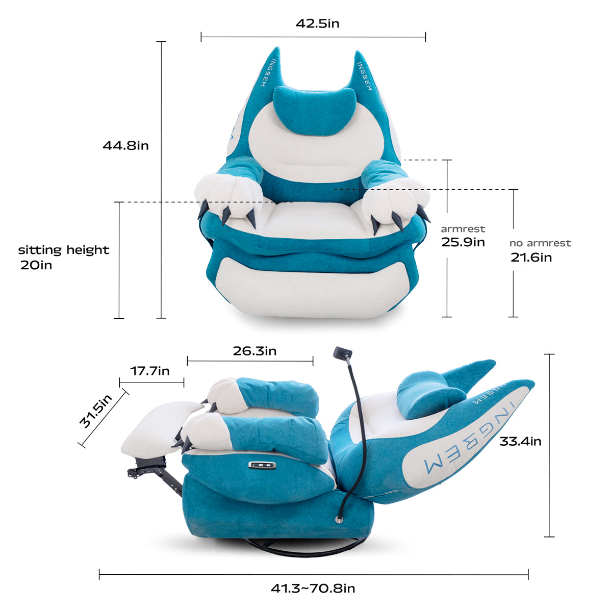 Fat Cat Power Recliner dimensions