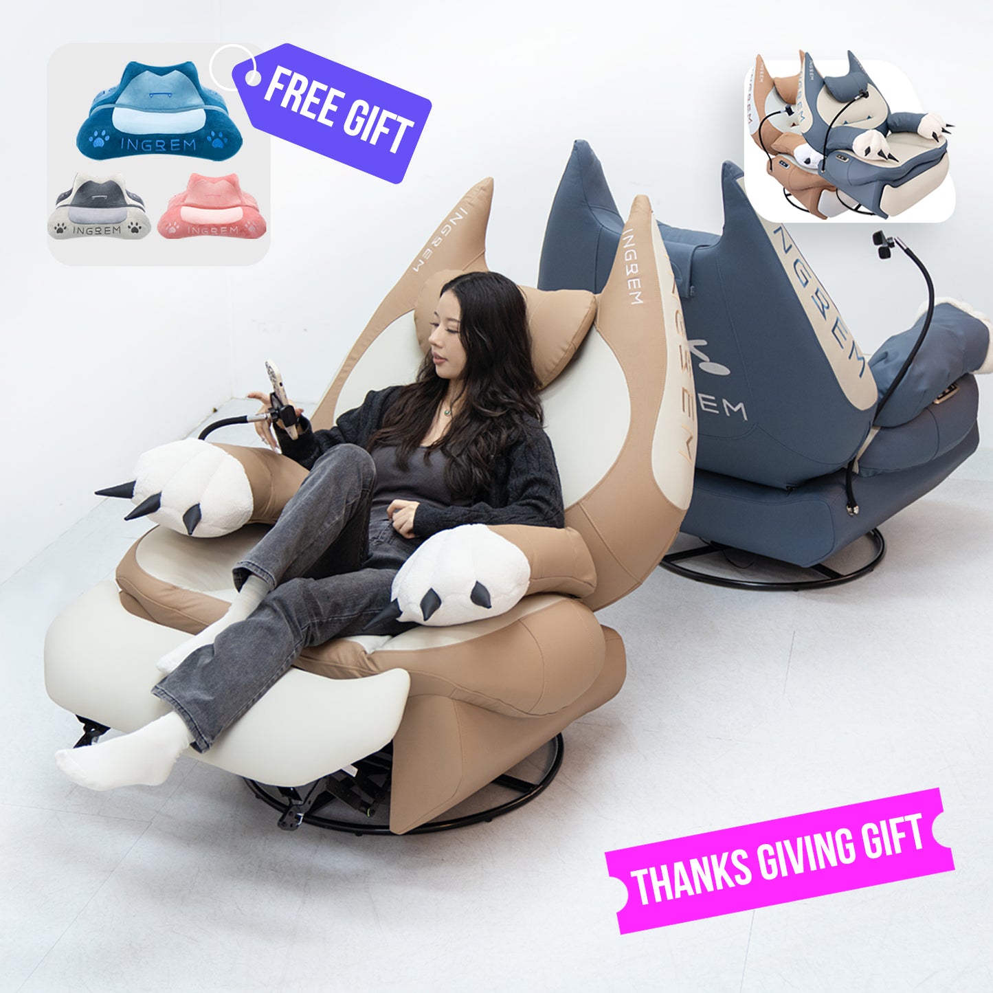 【Shipping from US warehouse】super leather fat cat recliner