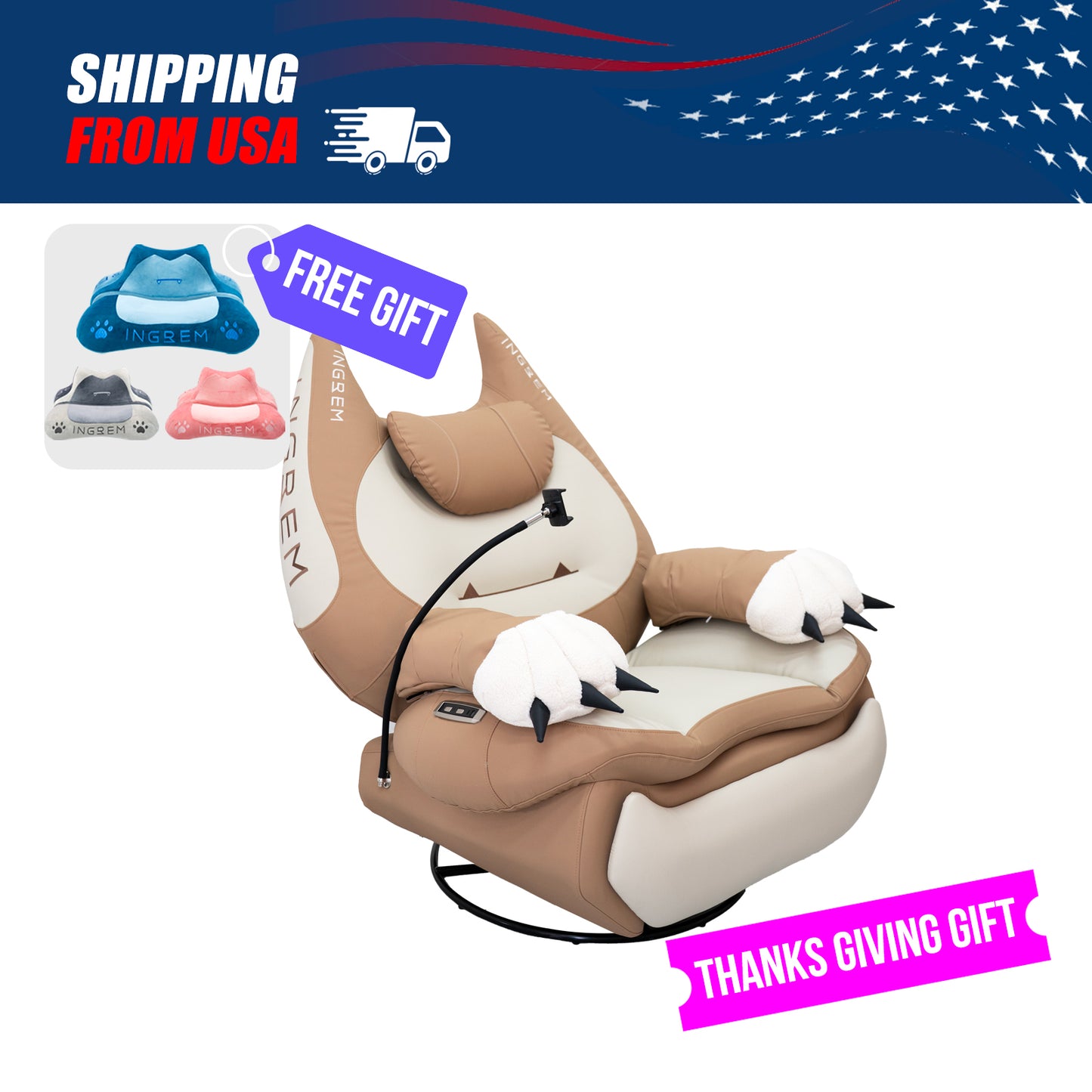 【Shipping from US warehouse】super leather fat cat recliner