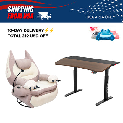 【For US Customers Only 10-Day Delivery⚡️⚡️】Power smart Sofa Recliner+Tilt-adjustable desk