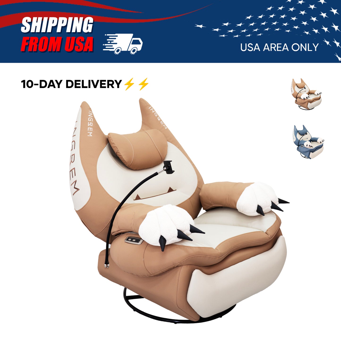 【For US Customers Only】super leather fat cat recliner