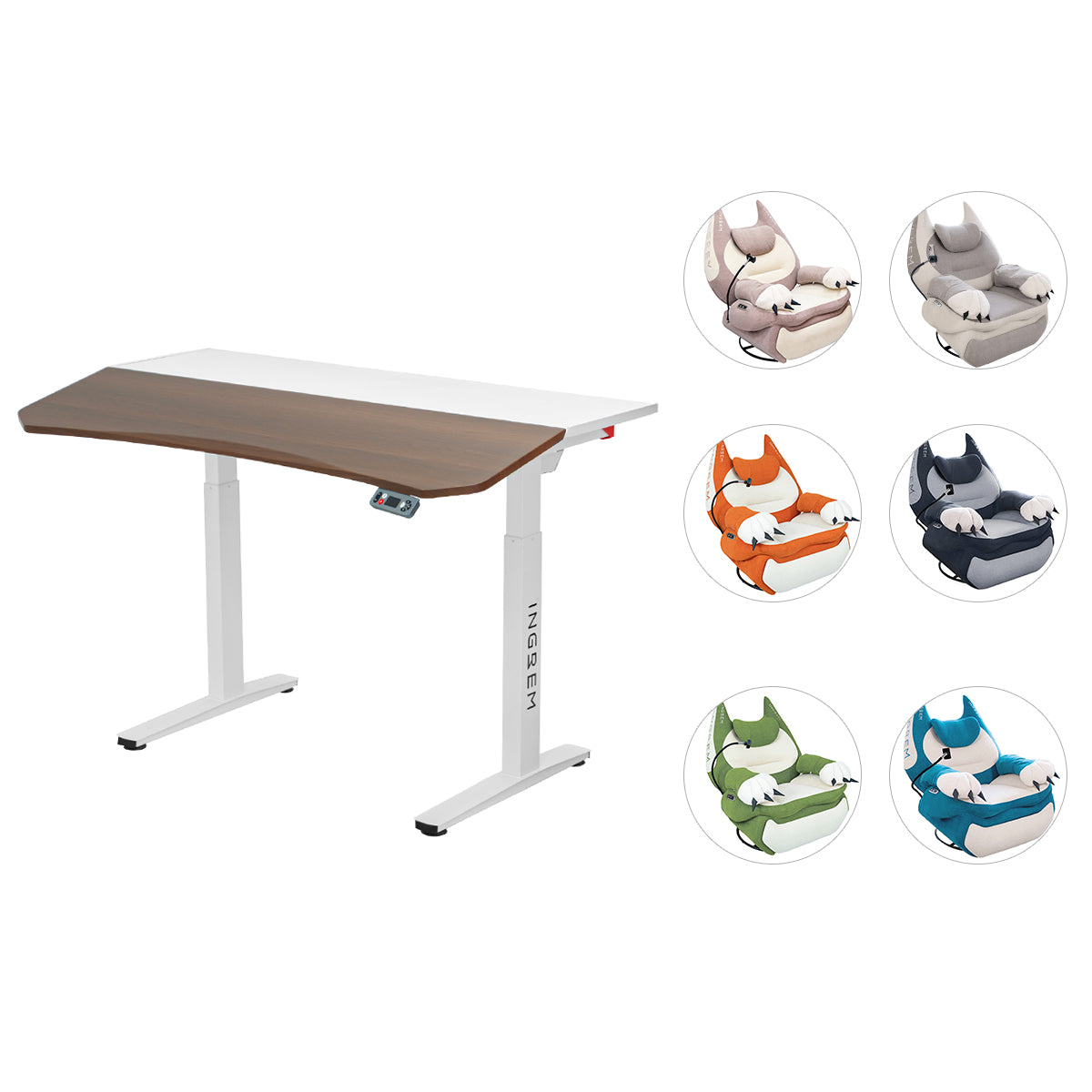 Recliner + tilt-adjustable desk