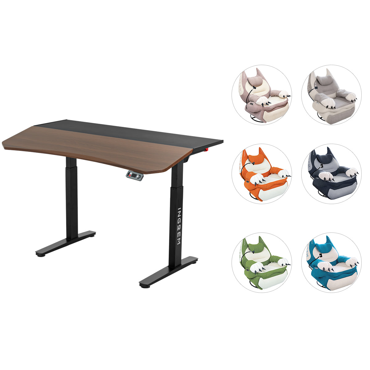 Recliner + tilt-adjustable desk
